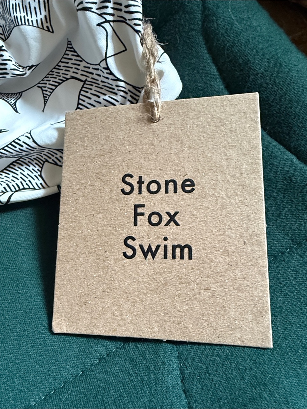 Stone Fox Swim Cream & Black Floral Bandeau Top with Straps - Picture 2 of 4